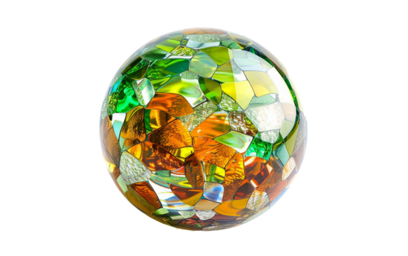 Elegant Glass Paperweight with Intricate Pattern on white background