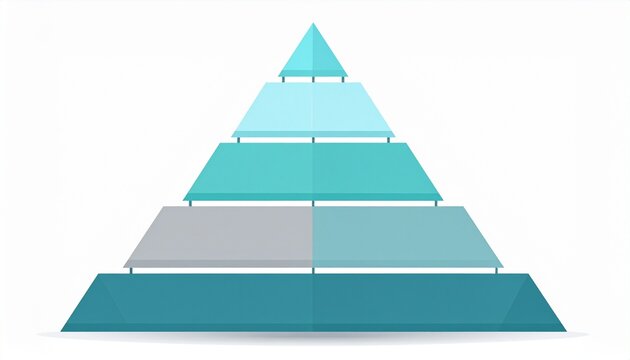 Layered pyramid diagram displaying hierarchical levels with subtle color variations, Visual representation of tiered structure using pyramid-shaped layers