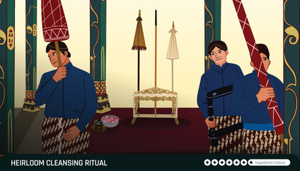 Illustration of Yogyakartas Court Servant Tradition in Flat Design