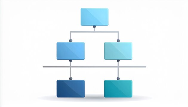 A visual representation of hierarchical structures featuring blue rectangular boxes, perfect for presentations, or a minimalistic hierarchical chart illustrating dependencies within a system