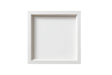 Empty white square picture frame