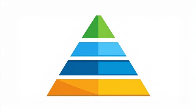Illustrative Presentation of a Stratified Pyramid, Showcasing a Color-Coded Hierarchical Structure, Visual Metaphor for Stages of Achievement and Goals - Powered by Adobe