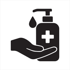 Hand Sanitizer icon silhouette vector with white background