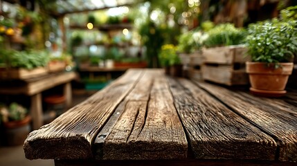 Minimal wooden table surface with blurred garden background, 75% blank space suitable for organic food branding, healthy product showcase, farm fresh concept, and modern eco lifestyle visuals.