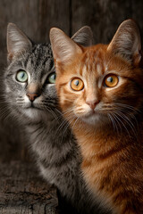 Two Adorable Cats Posing Together for a Beautiful Portrait That Captures Their Charm and Spirit
