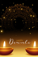happy diwali wishes flyer with sparkling lights decor