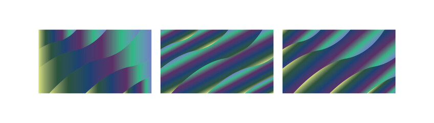 Obraz premium Aurora Borealis Wave Gradient Backgrounds Bundle with Teal Green and Purple Curves for Mystical Digital Design