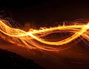 Abstract fiery swirling lines against dark background