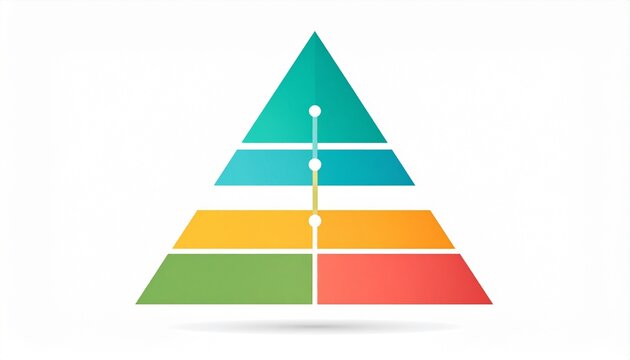 Colorful Pyramid Diagram for Business Presentations, Representing Hierarchy and Levels of Organization, Triangle Graphic Showing Strategic Steps and Progress