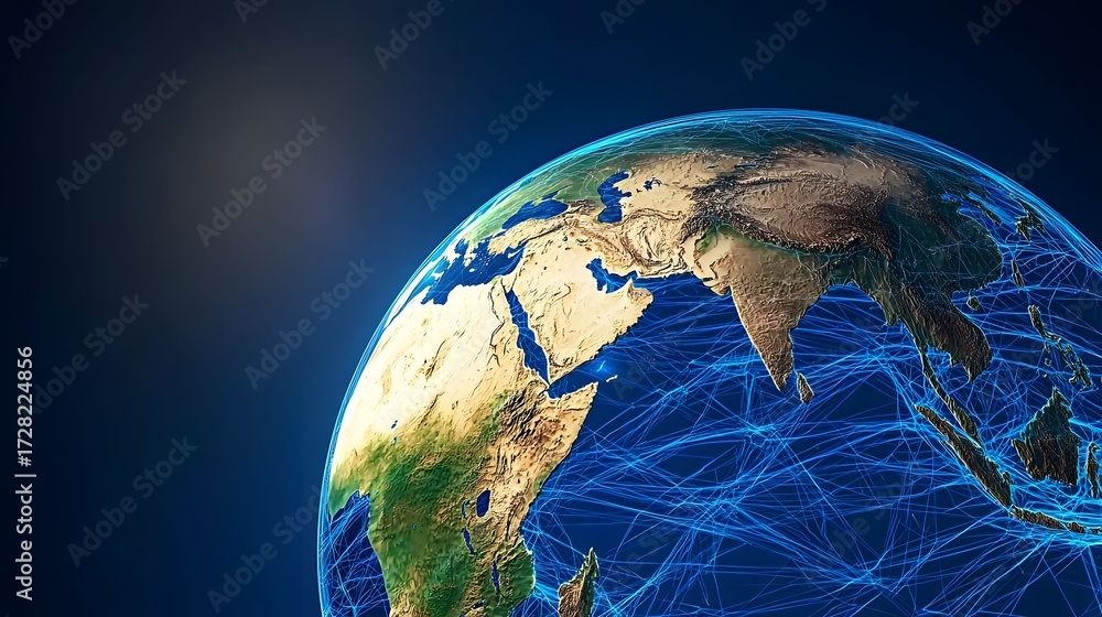 Aufkleber digital image of planet earth featuring a view of the continents eurasia and africa which is enhance