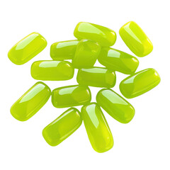 Bright Green Polished Stones Jewel Craft Supplies isolated on a white background