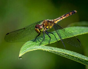 Close-up of a dragonfly on a leaf (1)