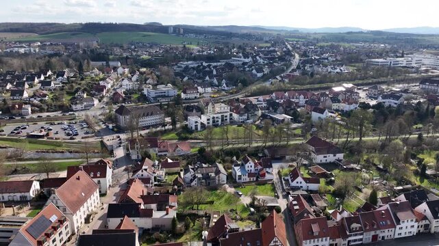 Lemgo aerial view ascending angle german town