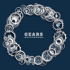 3d style metallic cog and gear wheel frame background design