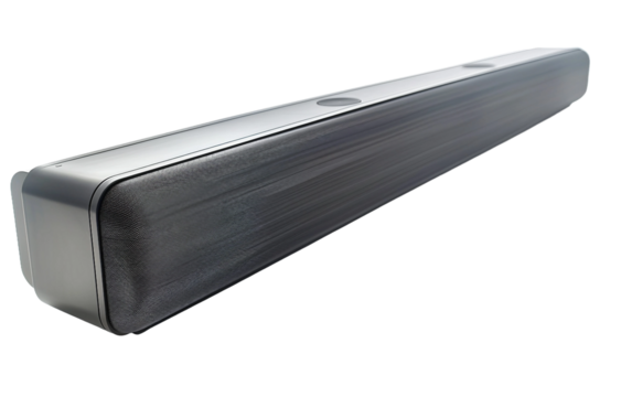 Sleek Soundbar with Advanced Audio on white background