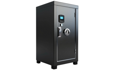 High-Tech Security Safe with Remote Monitoring on white background