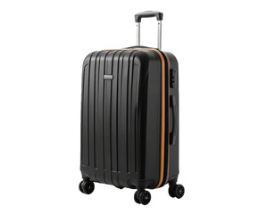 Black Hardshell Suitcase with Retractable Handle Isolated on White Background