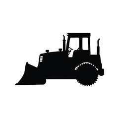 Silhouette of a HeavyDuty Bulldozer Machine for Construction and Landscaping, bulldozer silhouette vector illustration