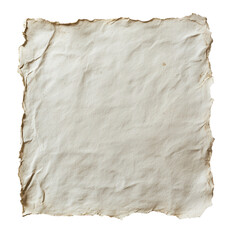 Fototapeta premium Aged paper texture with burnt edges old parchment background isolated on a white background