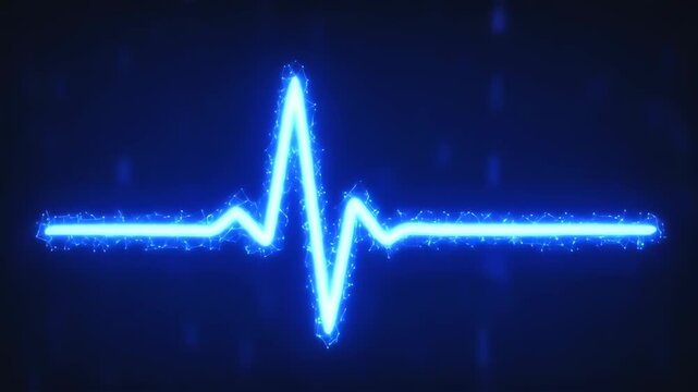 A glowing, blue EKG line graphic against a dark background