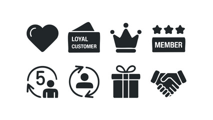Customer Loyalty Icons Collection. Vector hand drawn illustration