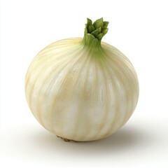 Single Pale Yellow Onion on White Background