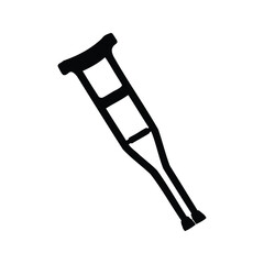 Silhouette of a forearm crutch for walking assistance and rehabilitation, crutch silhouette vector illustration