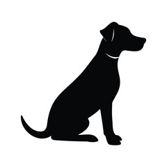 Silhouette of a sitting dog, a simple and elegant pet illustration, dog sitting obediently silhouette vector illustration