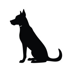 Silhouette of a dog sitting alertly, showing posture and elegant form, dog sitting obediently silhouette vector illustration
