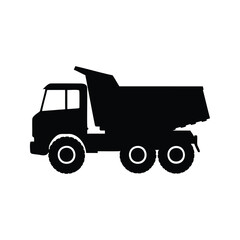 Fototapeta premium Heavy duty dump truck silhouette for construction and materials hauling needs, dump truck silhouette vector illustration