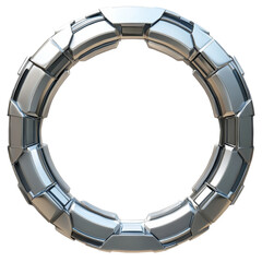 Naklejka premium Futuristic metallic circular frame design element abstract chrome ring isolated on a white background