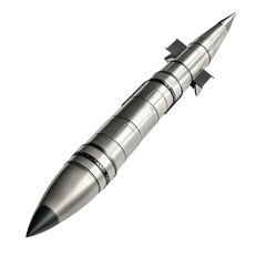 Sleek silver missile isolated on black background military weapon technology defense power isolated on a white background