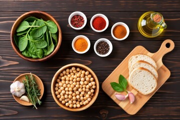 Preparing healthy vegetarian ingredients for delicious dishes kitchen food photography natural light culinary concept