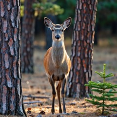 Deer in a serene forest setting nature photography natural habitat wildlife close-up view