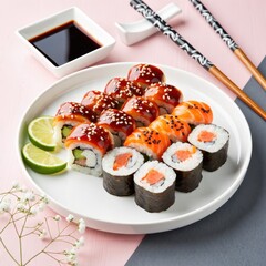 Savoring fresh sushi delights japanese cuisine food photography modern dining aesthetic presentation
