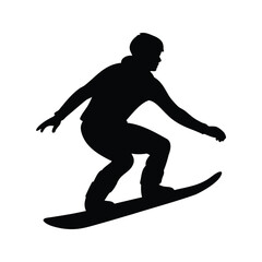 Silhouette of a Snowboarder in Action, Catching Air and Enjoying Winter Sport, sandboarding silhouette vector illustration