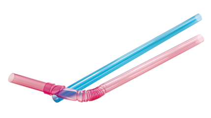 Compact Plastic Straw for Drinks on white background
