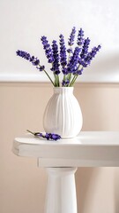 Purple lavender in white vase