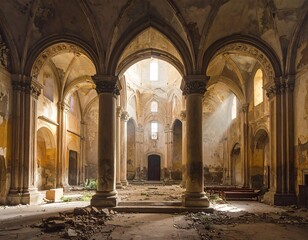 Sunlit Ruin of a Majestic Abandoned Church