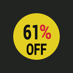 61% off coupon discount icon vector design background.