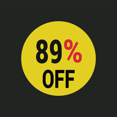 89% off coupon discount icon vector design background.