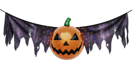Pumpkin disco ball banner for Halloween party