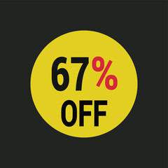 67% off coupon discount icon vector design background.