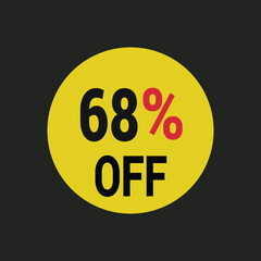 68% off coupon discount icon vector design background.
