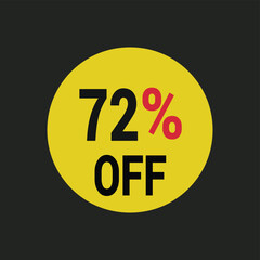 72% off coupon discount icon vector design background.