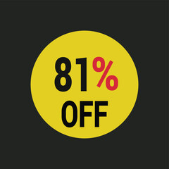 81% off coupon discount icon vector design background.