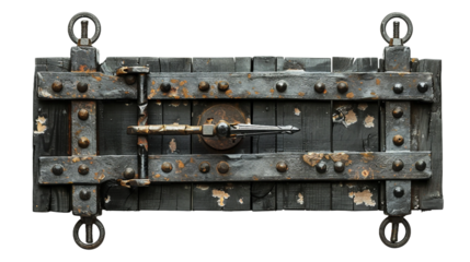 Minimalist Historical Lock Mechanism on white background