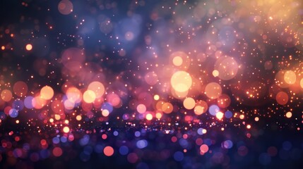 Fototapeta premium New Year 2026 background, dreamy festive atmosphere, blurred colorful bokeh lights, subtle fireworks glow, minimal spacious composition with wide empty copy space, professional commercial design, webs