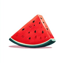 Vibrant Digital Painting of a Juicy Watermelon Slice
