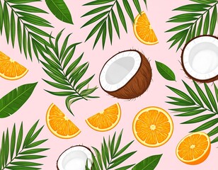 Tropical Fruits and Lush Foliage Pattern Design